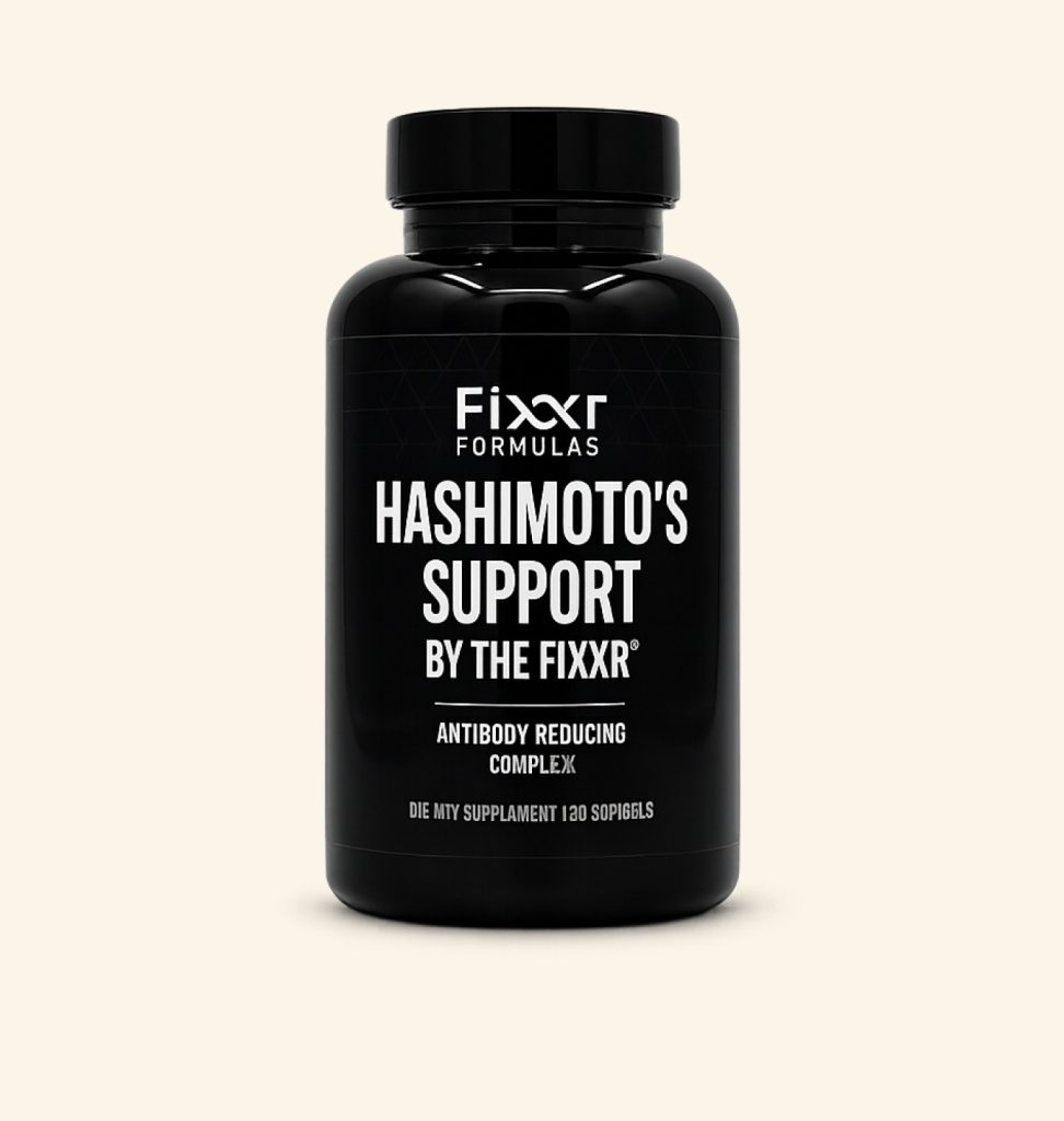 Fixxr Formulas Hashimoto's Support supplement bottle for thyroid health.