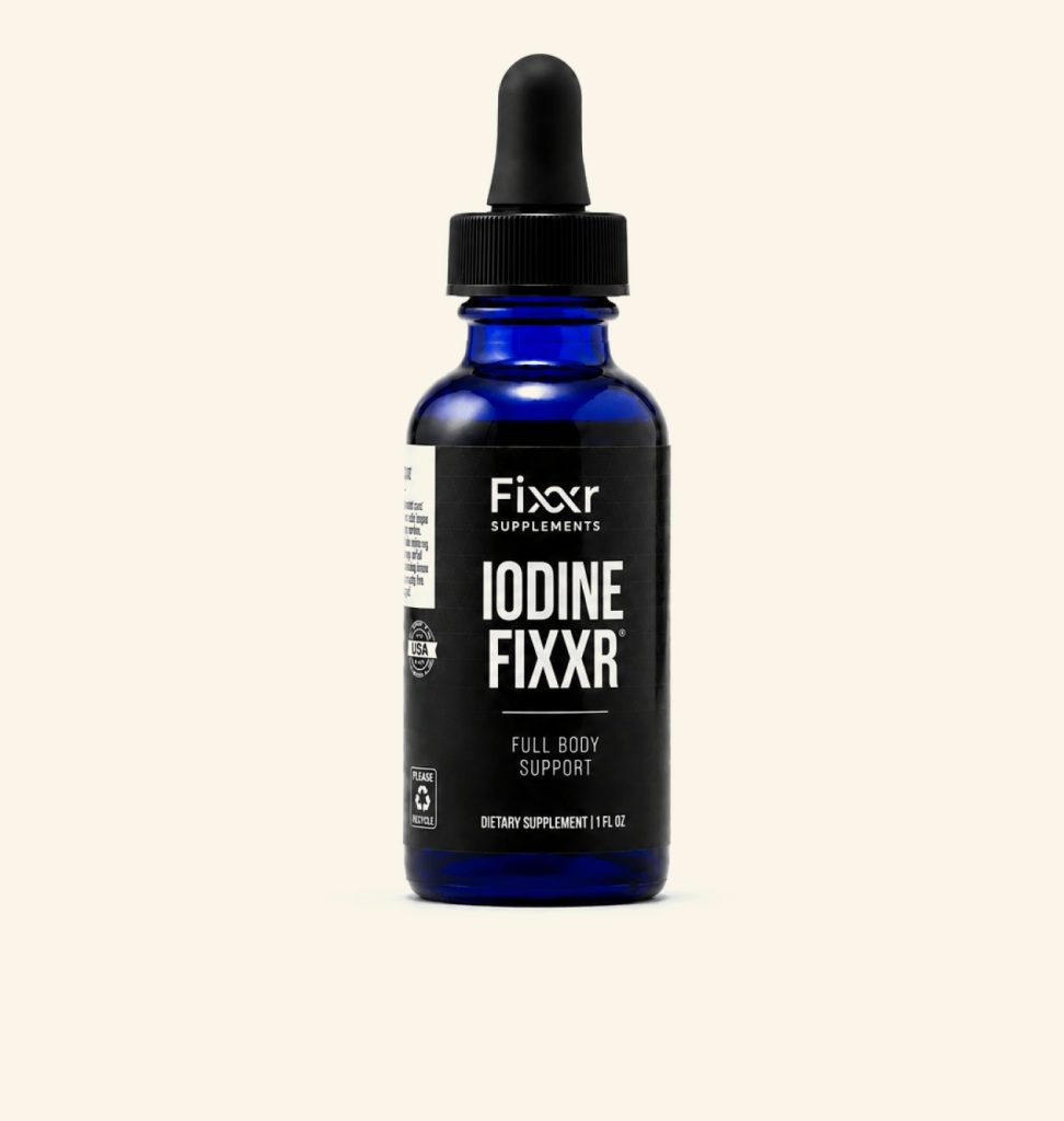 Fixxr Supplements Iodine Fixxr bottle for thyroid and metabolic support.