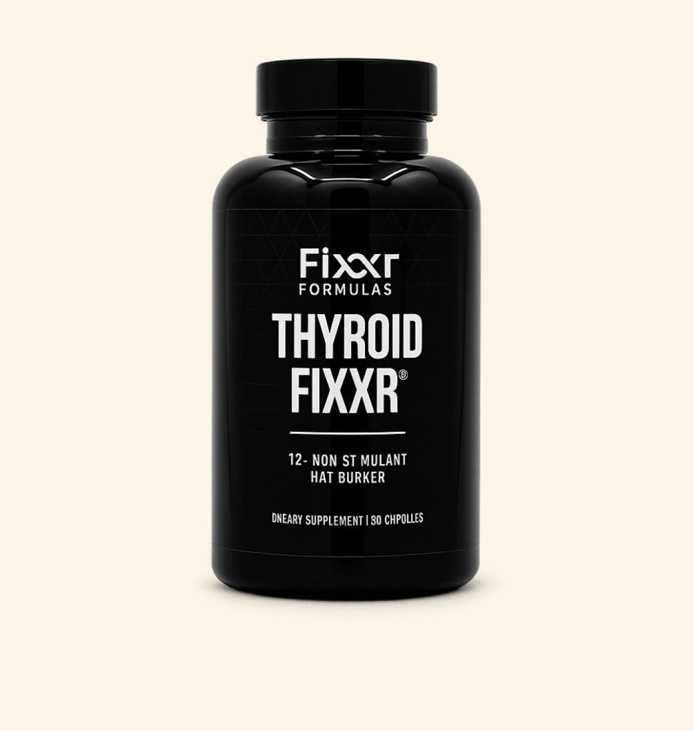 Fixxr Formulas Thyroid Fixxr supplement bottle supporting thyroid health and metabolic signaling.