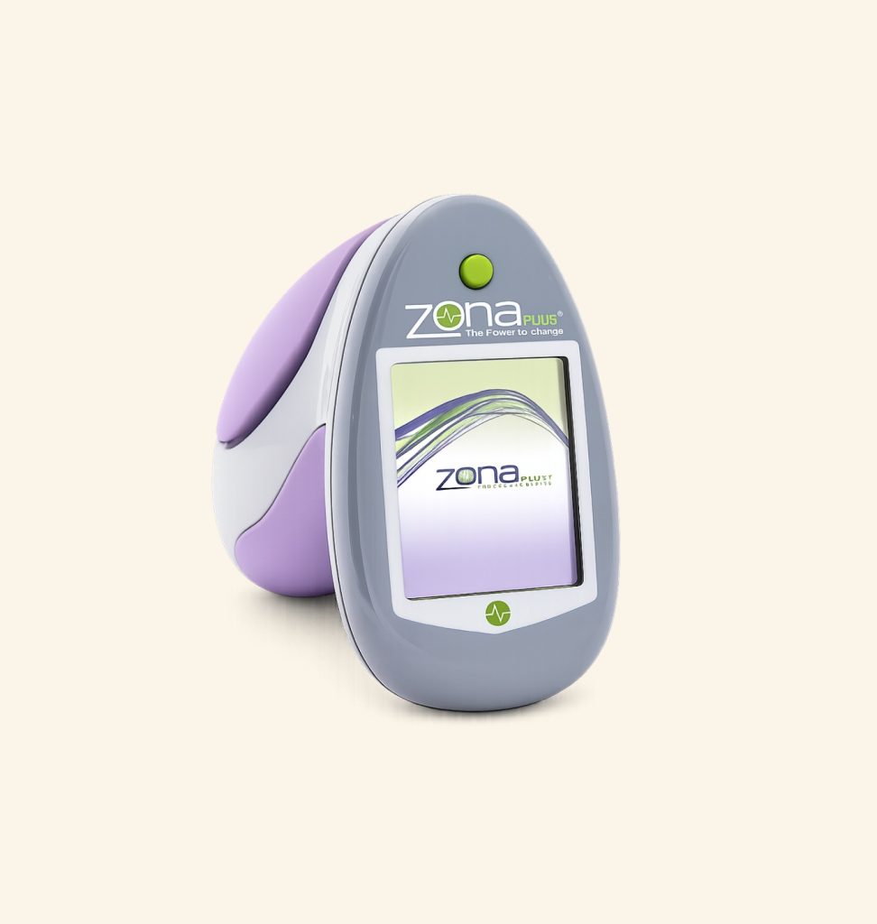 Zona Plus biofeedback device with screen display and ergonomic design