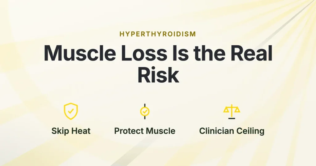 Hyperthyroidism. Muscle Loss Is the Real Risk. Skip Heat, Protect Muscle, Clinician Ceiling